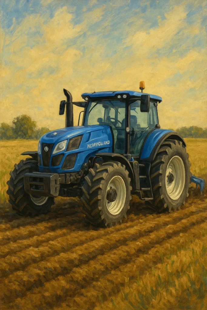 Traktor auf dem Feld zeiht einen Grubber